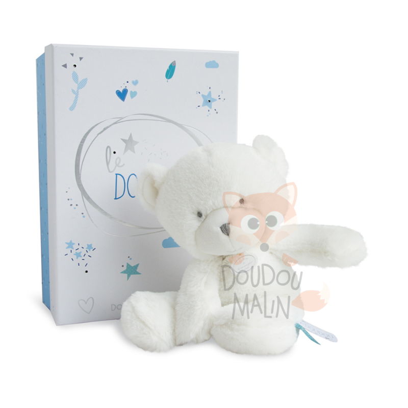 soft toy medium white blue bear  